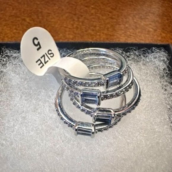 4 Stack Cubic Zirconia Size 5 Rings - Picture 1 of 4